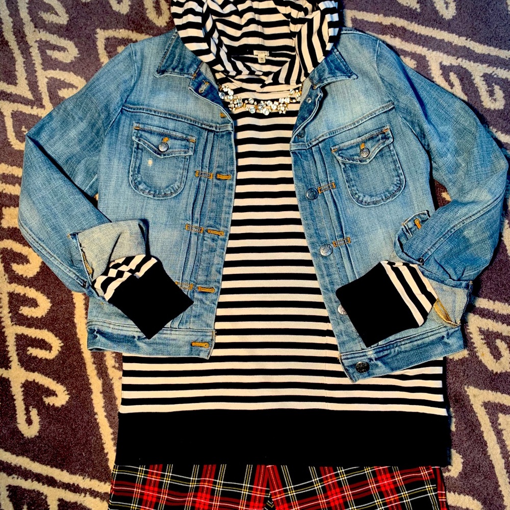 J. Crew Striped Hoodie with Front Pocket